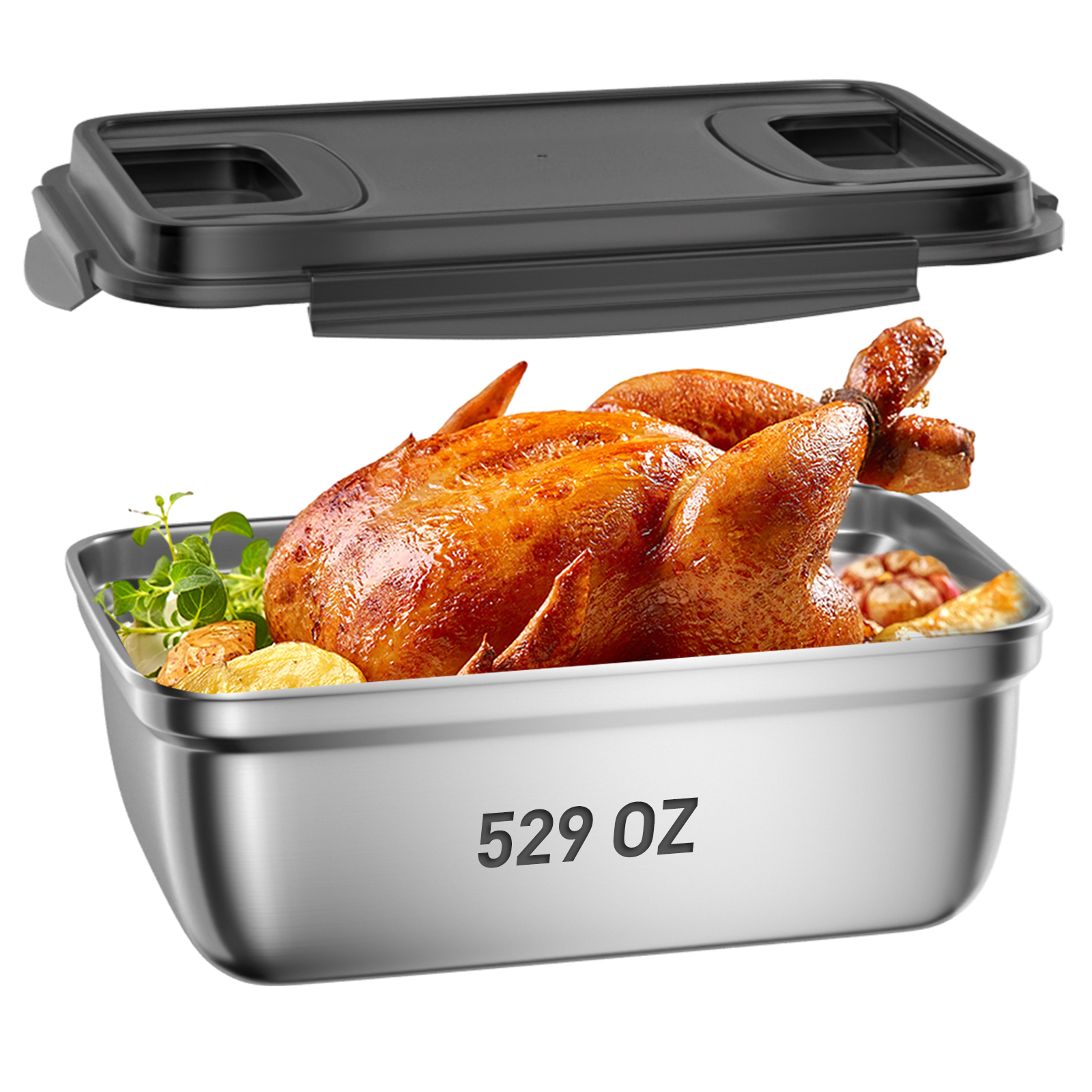 304 stainless steel fresh-keeping box, kitchen storage, 15L large capacity, frozen fresh-keeping, storing food, pickling kimchi, meat, etc., suitable for multi person gatherings such as Halloween and turkey festivals.