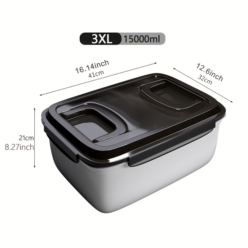 304 stainless steel fresh-keeping box, kitchen storage, 15L large capacity, frozen fresh-keeping, storing food, pickling kimchi, meat, etc., suitable for multi person gatherings such as Halloween and turkey festivals.