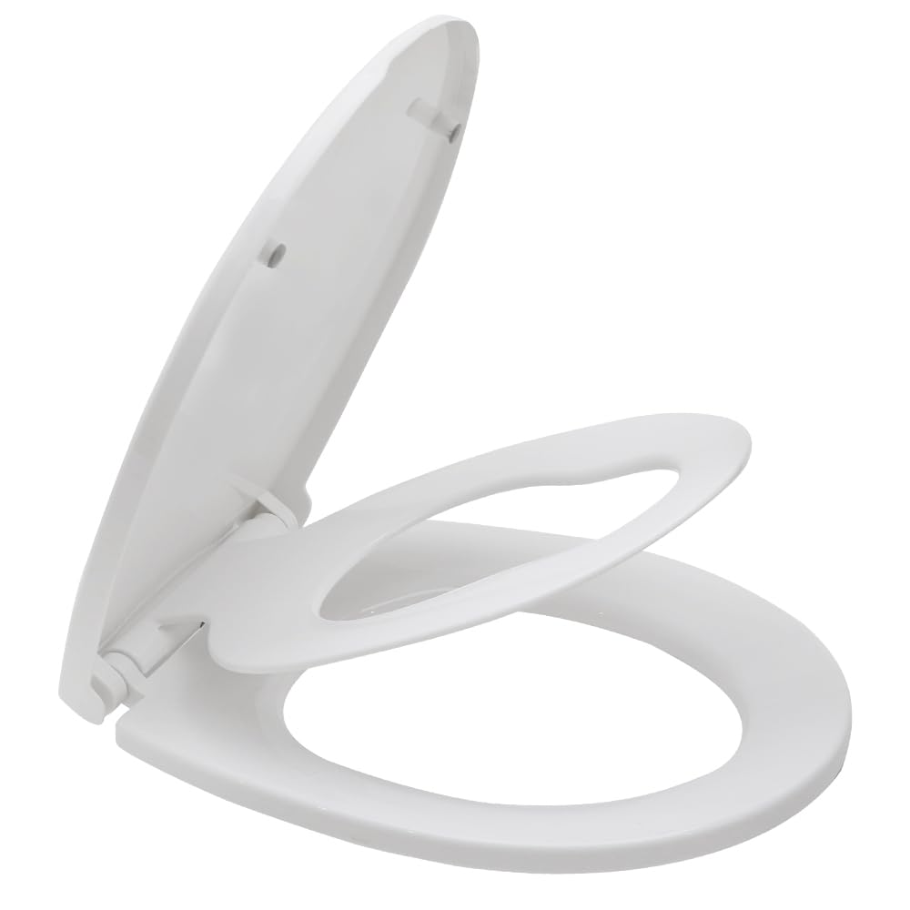 1pc U Shape Toilet Seat with with Built-In Potty Training Seat, for Family, Slow Close, Easy Clean, Suitable Standard Elongated or Oval Toilet Lid, Plastic, White