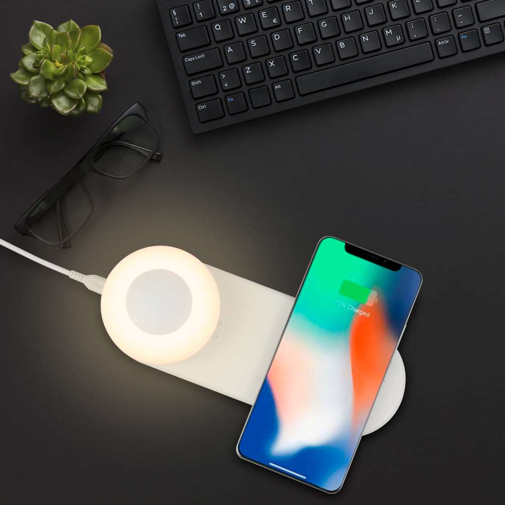 Ambient Night Light Lantern table lamp with Wireless Charging Dot Samrtphone Charger