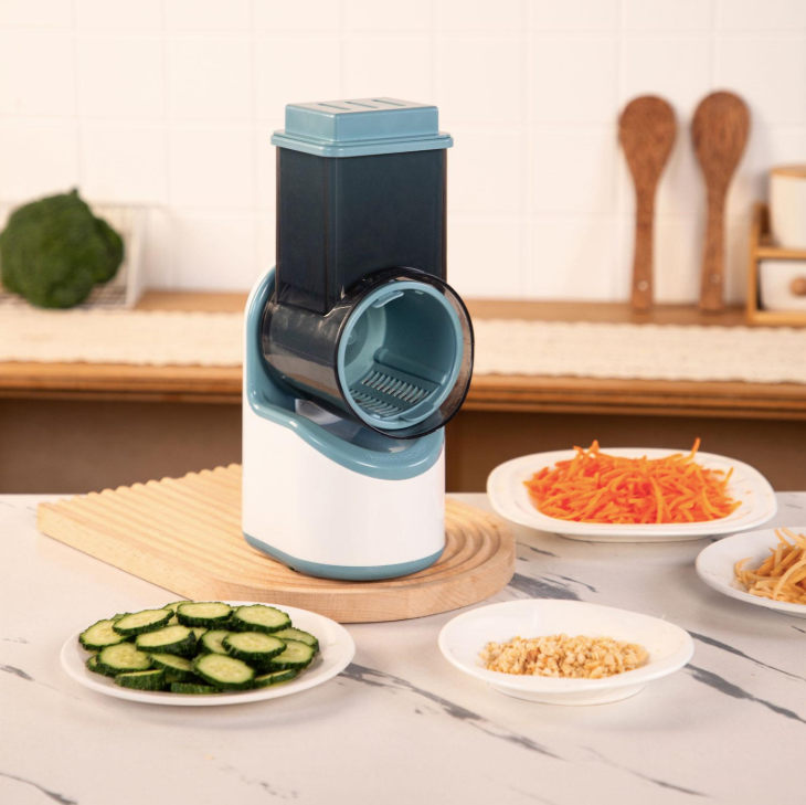 3-in-1 Electric Vegetable Slicer, Salad Shooter & Fruit Shredder for Home Kitchen, with 3 Stainless Steel Blades for Effortless Slicing, Shredding, and Grating