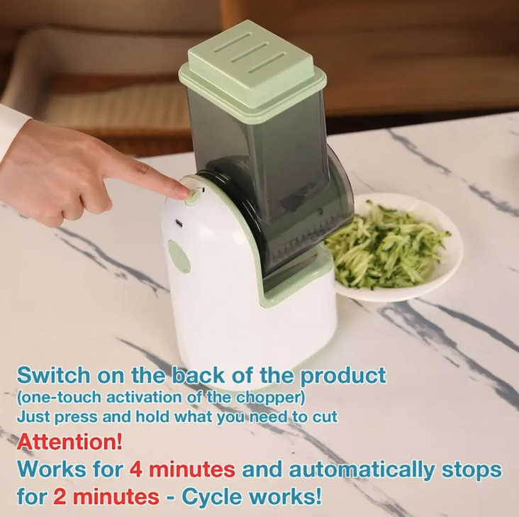 3-in-1 Electric Vegetable Slicer, Salad Shooter & Fruit Shredder for Home Kitchen, with 3 Stainless Steel Blades for Effortless Slicing, Shredding, and Grating