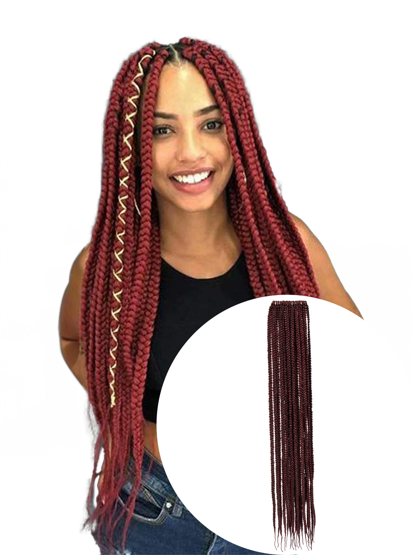 "BOX BRAID PURE 24""-(3S THREE STRAND Crochet Hair Extensions Soft Synthetic Braiding Hair)"