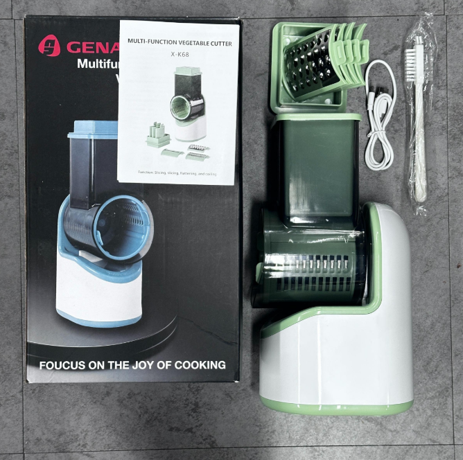 3-in-1 Electric Vegetable Slicer, Salad Shooter & Fruit Shredder for Home Kitchen, with 3 Stainless Steel Blades for Effortless Slicing, Shredding, and Grating
