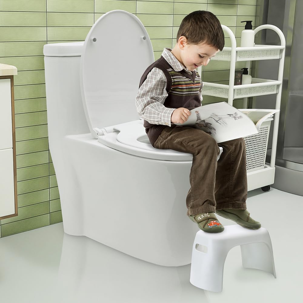 1pc U Shape Toilet Seat with with Built-In Potty Training Seat, for Family, Slow Close, Easy Clean, Suitable Standard Elongated or Oval Toilet Lid, Plastic, White