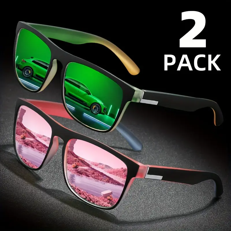 Classic Square Frame Unisex, TAC Colored Lenses, Composite Material, Metal Hinge, Lightweight and Durable. Suitable for Parties, Streetwear, Beach and Daily Use. Ideal Gift for Special Occasions