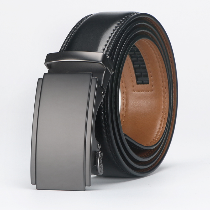Men's Formal Style Cowhide Belt, Ratchet Belt, Automatic Buckle, For Business Formal Occasions Daily Wear Suit Clothing