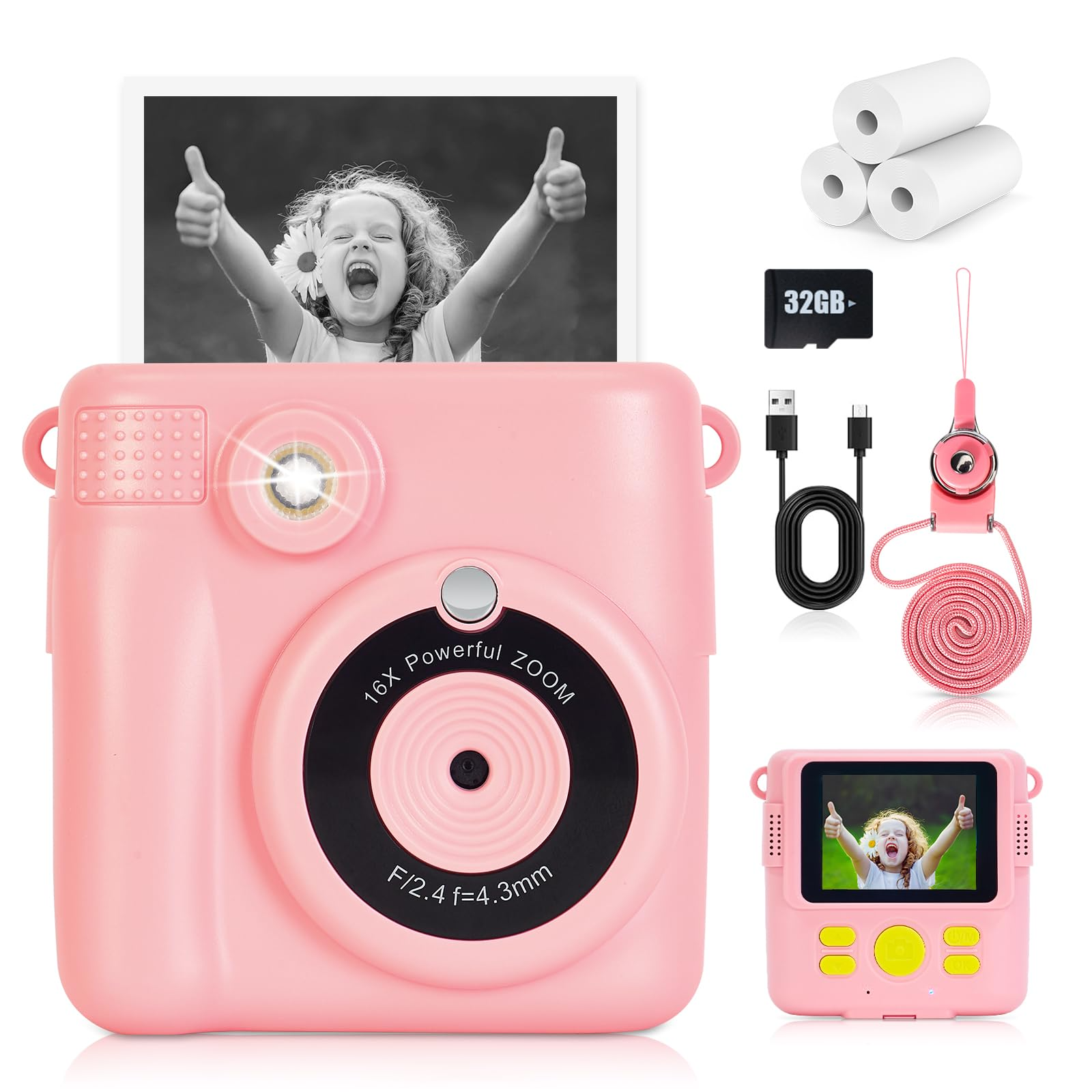 Children's Polaroid camera, will spit photos of children's camera, parent-child interaction gods, mini portable, birthday holiday gift first choice
