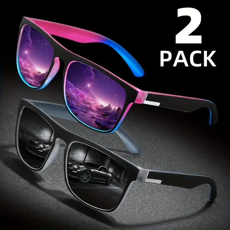 Classic Square Frame Unisex, TAC Colored Lenses, Composite Material, Metal Hinge, Lightweight and Durable. Suitable for Parties, Streetwear, Beach and Daily Use. Ideal Gift for Special Occasions