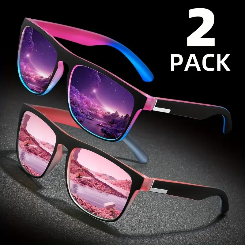 Classic Square Frame Unisex, TAC Colored Lenses, Composite Material, Metal Hinge, Lightweight and Durable. Suitable for Parties, Streetwear, Beach and Daily Use. Ideal Gift for Special Occasions