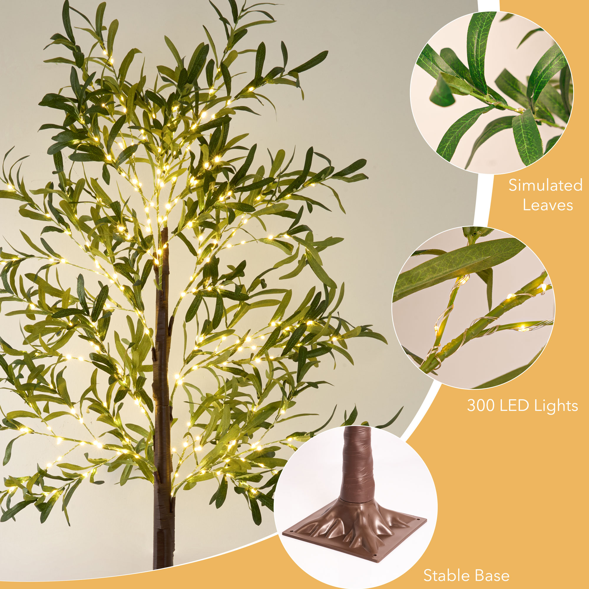 5.9ft Lighted Artificial Olive Tree with LED Fairy Lights Olive Fruit Faux Plant Tree for Decor Inside and Outside Home Patio Wedding Festival Christmas Decoration