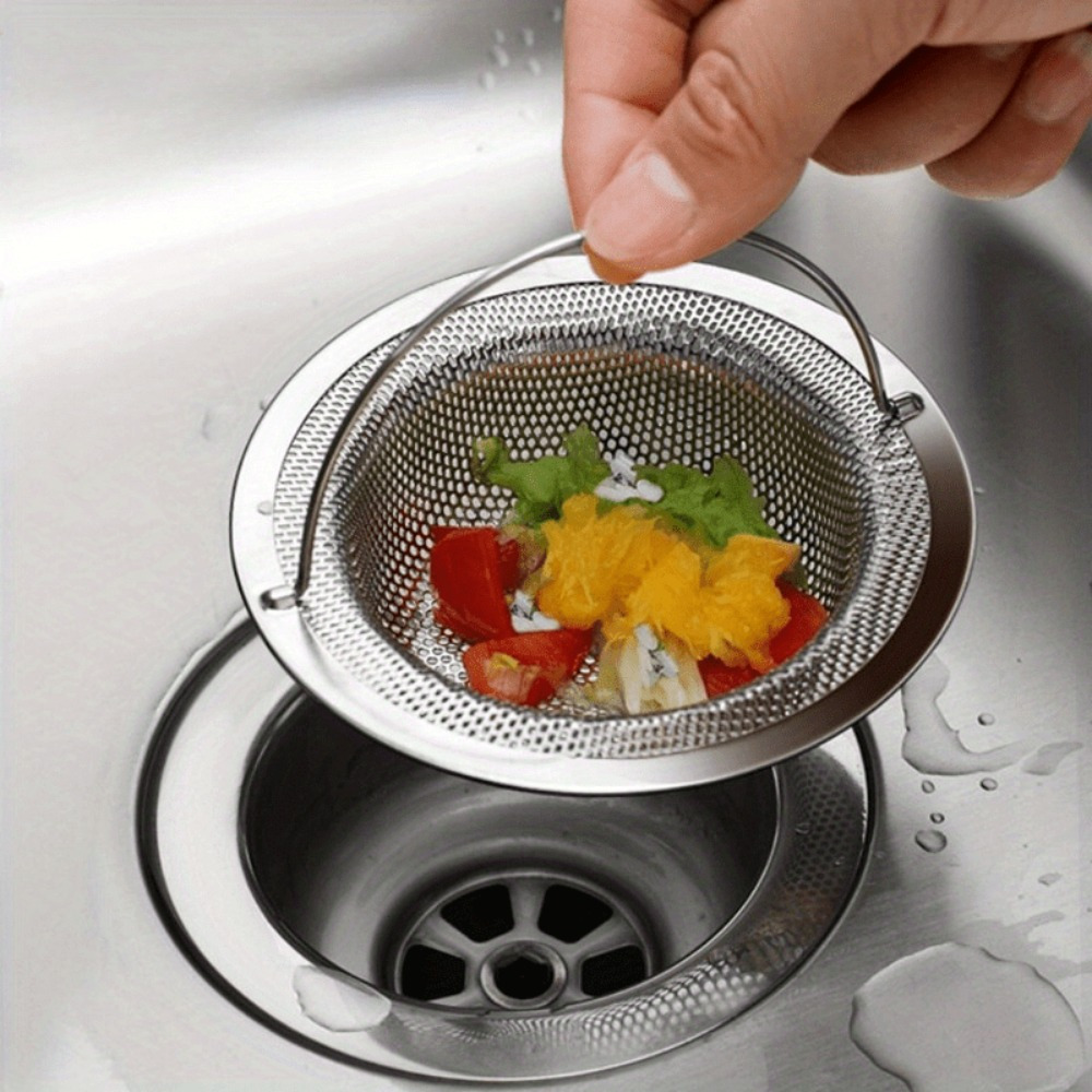 3/6 Pcs 316 stainless steel sink filter set with non-slip handle - Premium kitchen and bathroom drain filter - Hair catcher, food and debris clog prevention - rust-resistant durable mesh drain cover