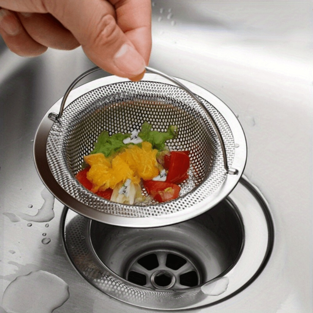 3/6 Pcs 316 stainless steel sink filter set with non-slip handle - Premium kitchen and bathroom drain filter - Hair catcher, food and debris clog prevention - rust-resistant durable mesh drain cover