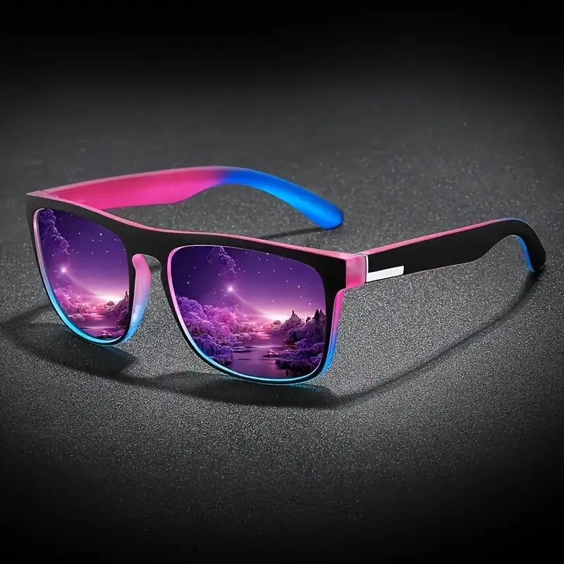 Classic Square Frame Unisex, TAC Colored Lenses, Composite Material, Metal Hinge, Lightweight and Durable. Suitable for Parties, Streetwear, Beach and Daily Use. Ideal Gift for Special Occasions