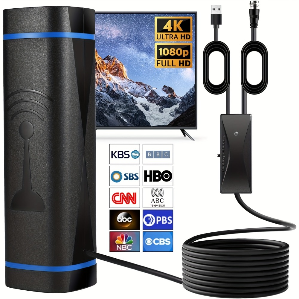 2025 4K/8K TV Antenna - 6000 + miles ultra-long range, 110 + free high definition channel booster, indoor and outdoor universal with built-in amplifier and USB power supply design, stylish