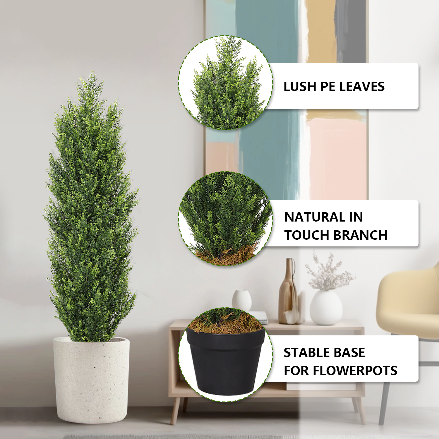 Tree type tropical green plants decorative ornaments bonsai pot Simulation round box wood factory manufacture
