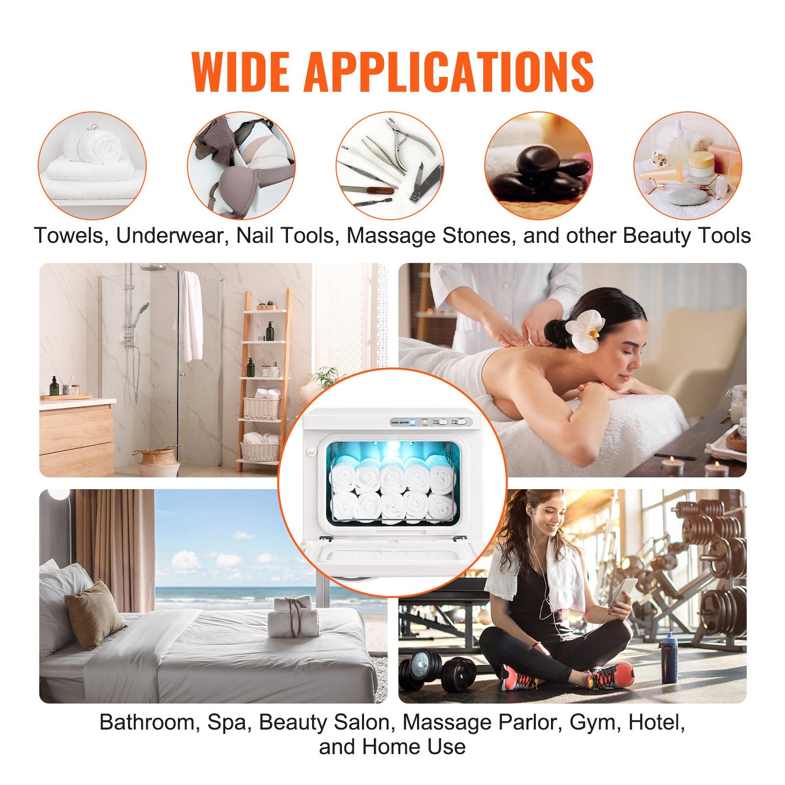 VEVOR Hot Towel Warmer, 8L Spa Hot Towel Warmer Cabinet, 2-in-1 Towel Warmer with Stainless Steel Rack, Holds up to 16 Towels, All-round Heating for Facials, SPA, Massage, Salon, Bathroom, Esthetician