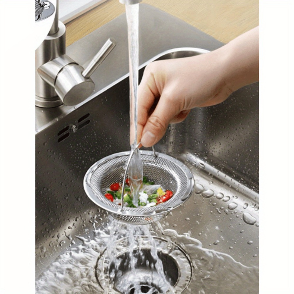 3/6 Pcs 316 stainless steel sink filter set with non-slip handle - Premium kitchen and bathroom drain filter - Hair catcher, food and debris clog prevention - rust-resistant durable mesh drain cover