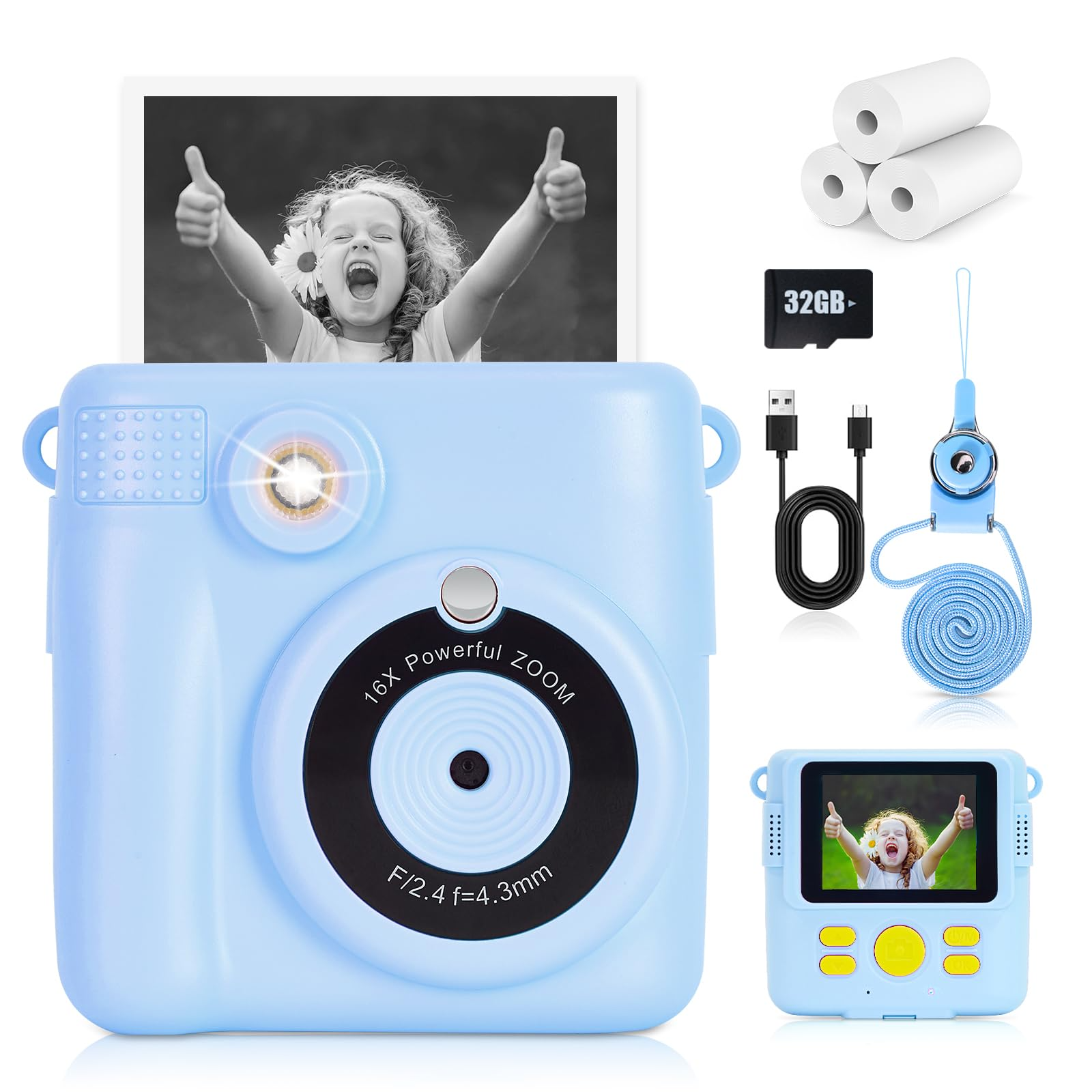 Children's Polaroid camera, will spit photos of children's camera, parent-child interaction gods, mini portable, birthday holiday gift first choice