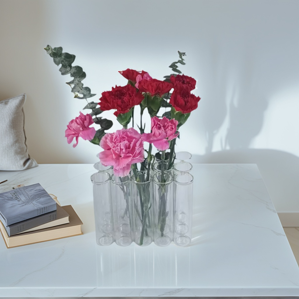 A set of 15 connected tube vases