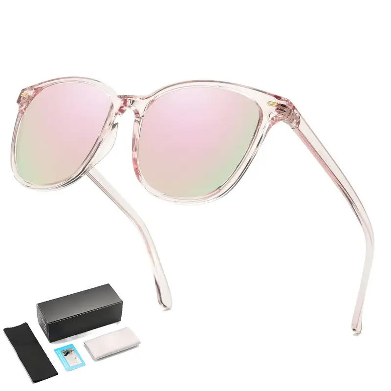 Women's fashion glasses, square-frame stylish sunglasses, light-reducing lenses, oversized European and American frames, versatile for street photography and party outfits, elegant eyewear set