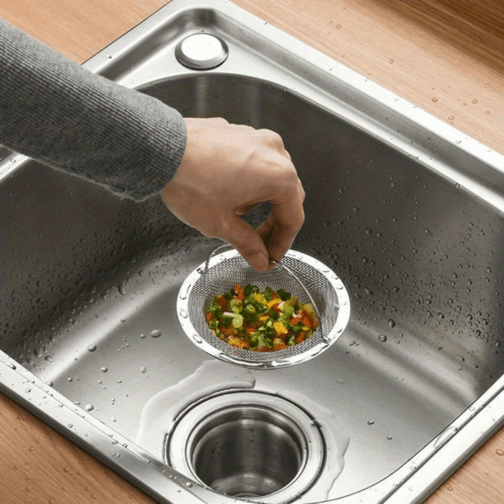 3/6 Pcs 316 stainless steel sink filter set with non-slip handle - Premium kitchen and bathroom drain filter - Hair catcher, food and debris clog prevention - rust-resistant durable mesh drain cover