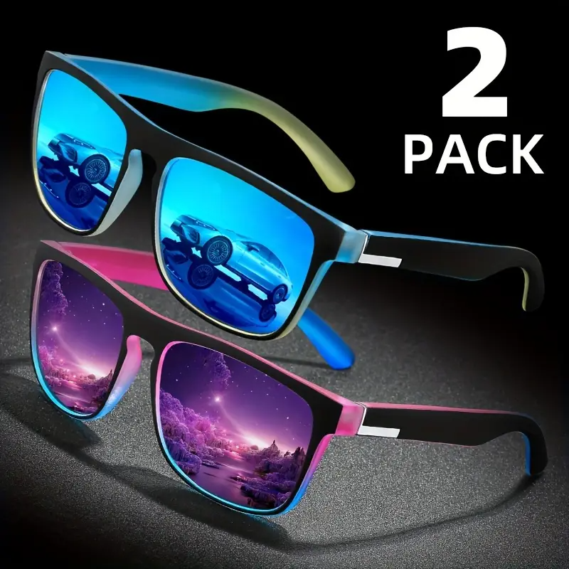 Classic Square Frame Unisex, TAC Colored Lenses, Composite Material, Metal Hinge, Lightweight and Durable. Suitable for Parties, Streetwear, Beach and Daily Use. Ideal Gift for Special Occasions