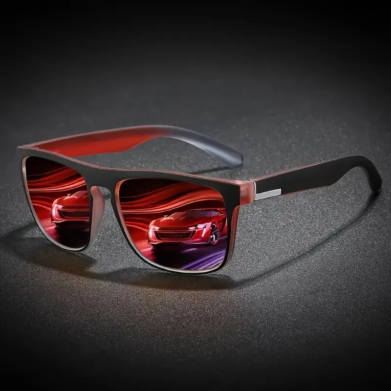 Classic Square Frame Unisex, TAC Colored Lenses, Composite Material, Metal Hinge, Lightweight and Durable. Suitable for Parties, Streetwear, Beach and Daily Use. Ideal Gift for Special Occasions
