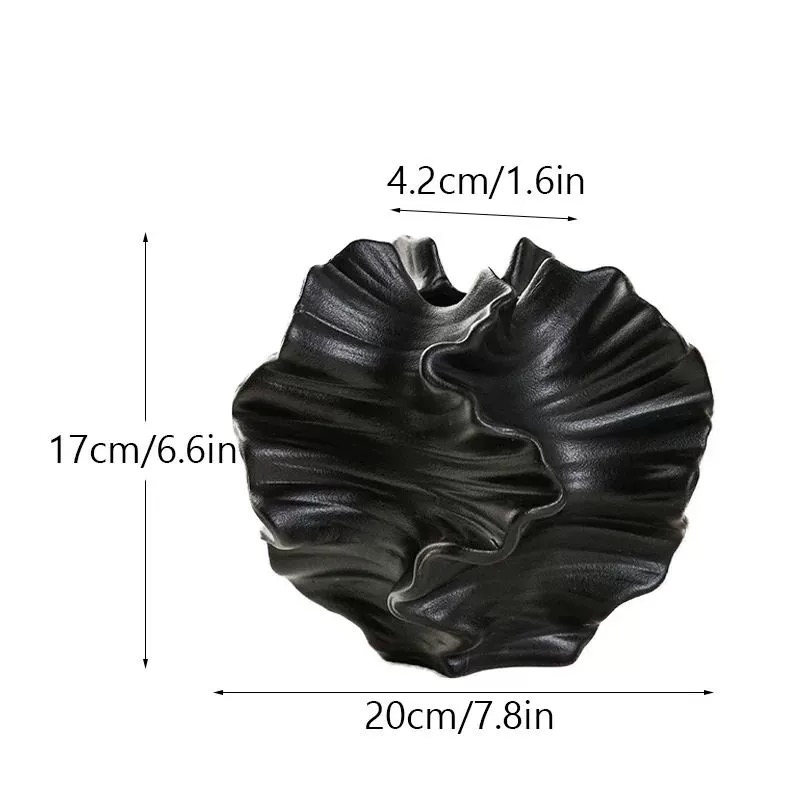 Ceramic Vase, Modern Coral Flower Vase for Pampas Grass, Unique Handmade Art Nordic Boho Vase, Matte Black Vase Small for Home Decor, Farmhouse, Living Room, Dining Table, Office, 5" H