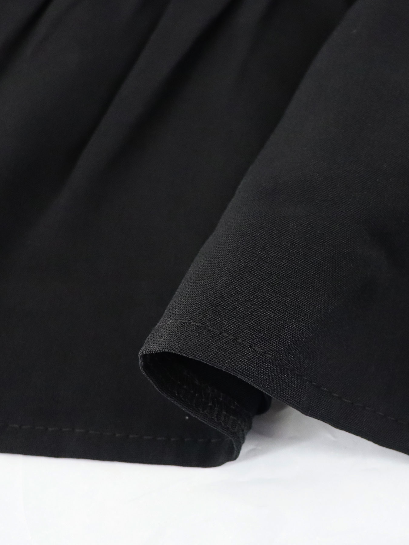 TK077 V-neck Ruched Ruffle Hem Dress, Elegant Short Sleeve Loose Solid Color Dress For Spring & Summer, Women's Clothing