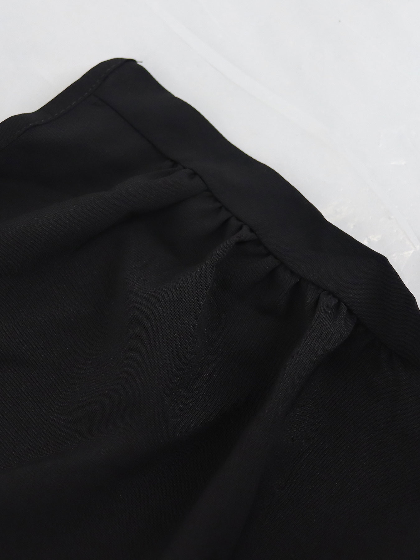 TK077 V-neck Ruched Ruffle Hem Dress, Elegant Short Sleeve Loose Solid Color Dress For Spring & Summer, Women's Clothing