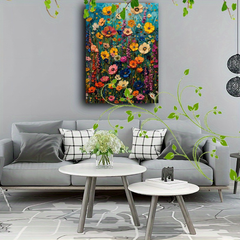 Vibrant Blooming Flowers Canvas Art with Wooden Frame - Perfect for Office, Hallway, or Living Room Decor | Ideal for Christmas, Weddings, Valentine's, Thanksgiving, New Year, Perfect for Room Decor