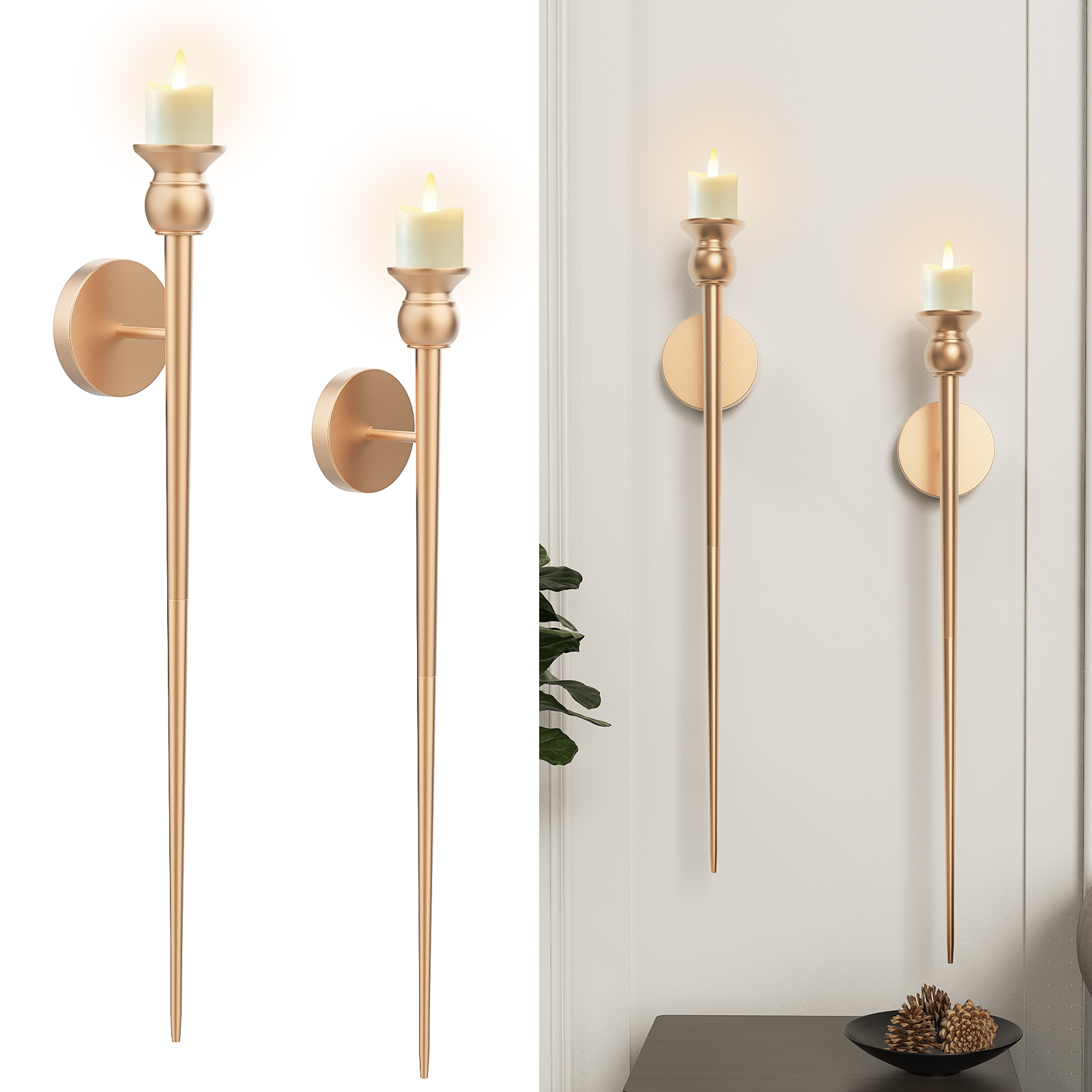 Holder Sconce with Battery Operated Candles Retro Chic Wall Sconces Candle Holder Decoration for Home Decor, for hallways, bedrooms, or living rooms