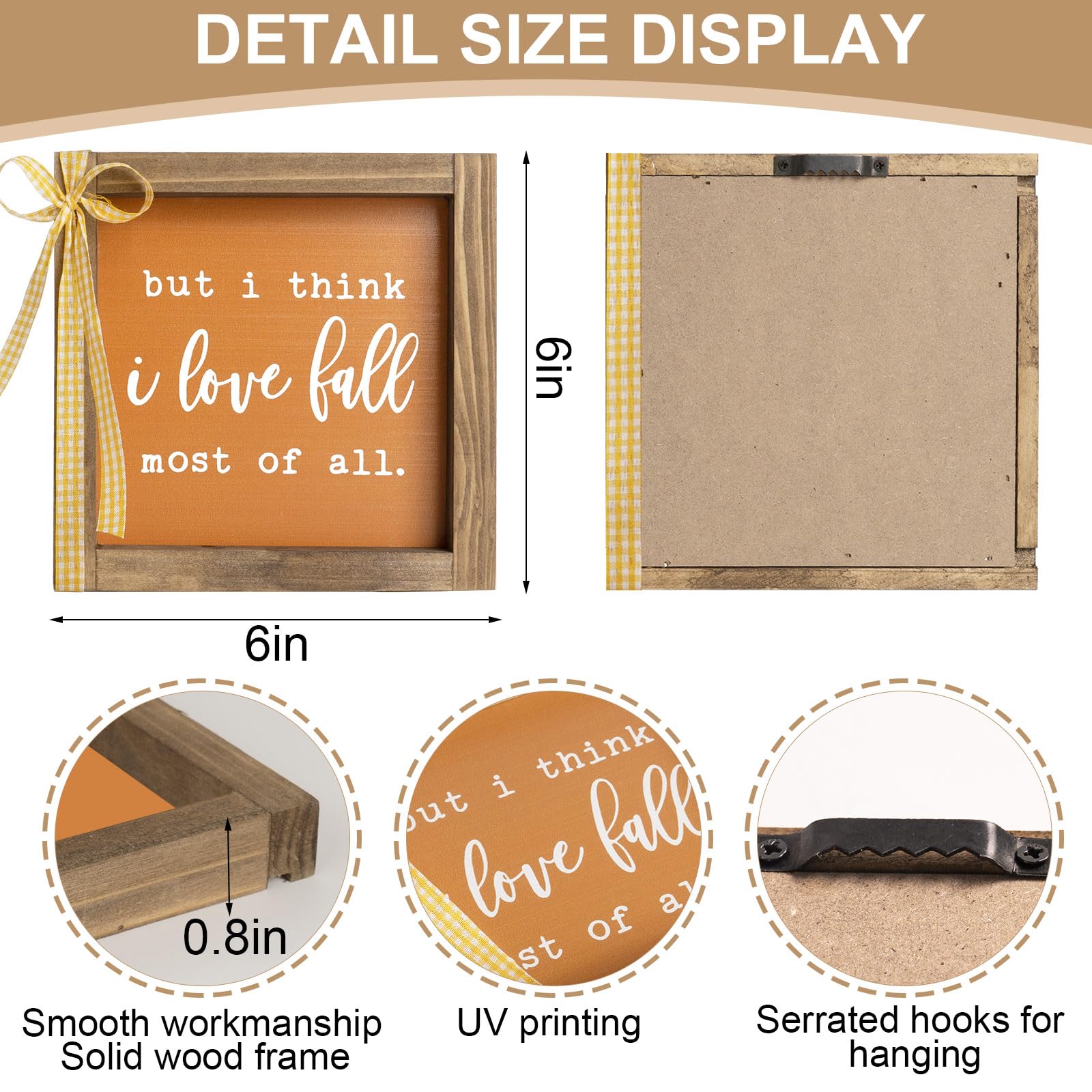 Fall Wooden Sign, Fall Decorations for Home, Indoor Love Autumn Thanksgiving Centerpieces for Tables Wall Shelf Office Desk Fireplace Mantle Tiered Tray Farmhouse House Decor