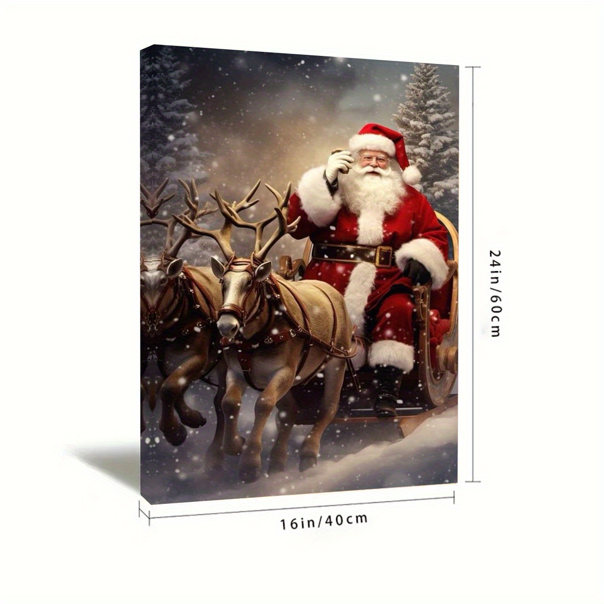 1 piece Santa Claus canvas artwork, elegant framed wall decor, vivid holiday decoration for home, bedroom, office, ready to hang, classic religious theme, perfect choice for Christmas gifts.