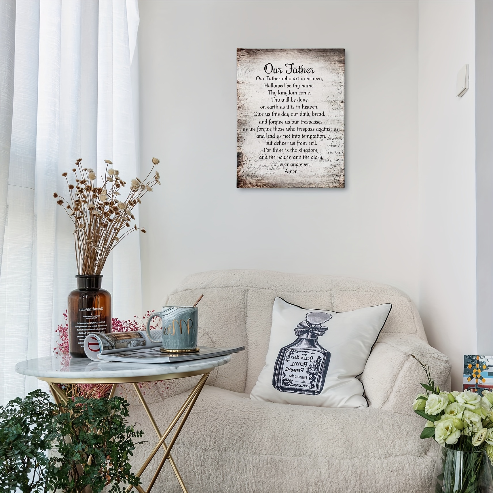 1pcs wood frame canvas painting, lord's prayer for wall decoration, wall decor, inspirational quotes scripture print wood frame canvas painting room office church decor