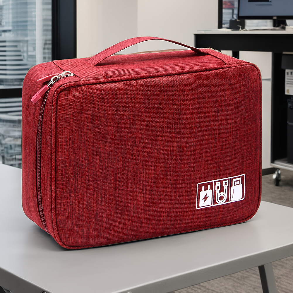 Electronics Organizer Travel Case, Waterproof Cable Organizer Bag for Electronic Accessories Layer Large Shockproof Cable Carrying Case for Cord, Power Bank, Tablet