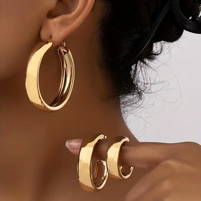 "Lxalry Gold Luxe Hoop Trio Set, Recycled Metal Jewelry with 316L Hypoallergenic Steel, Handcrafted Sustainable Gift for Everyday Elegance to Gala Glam "