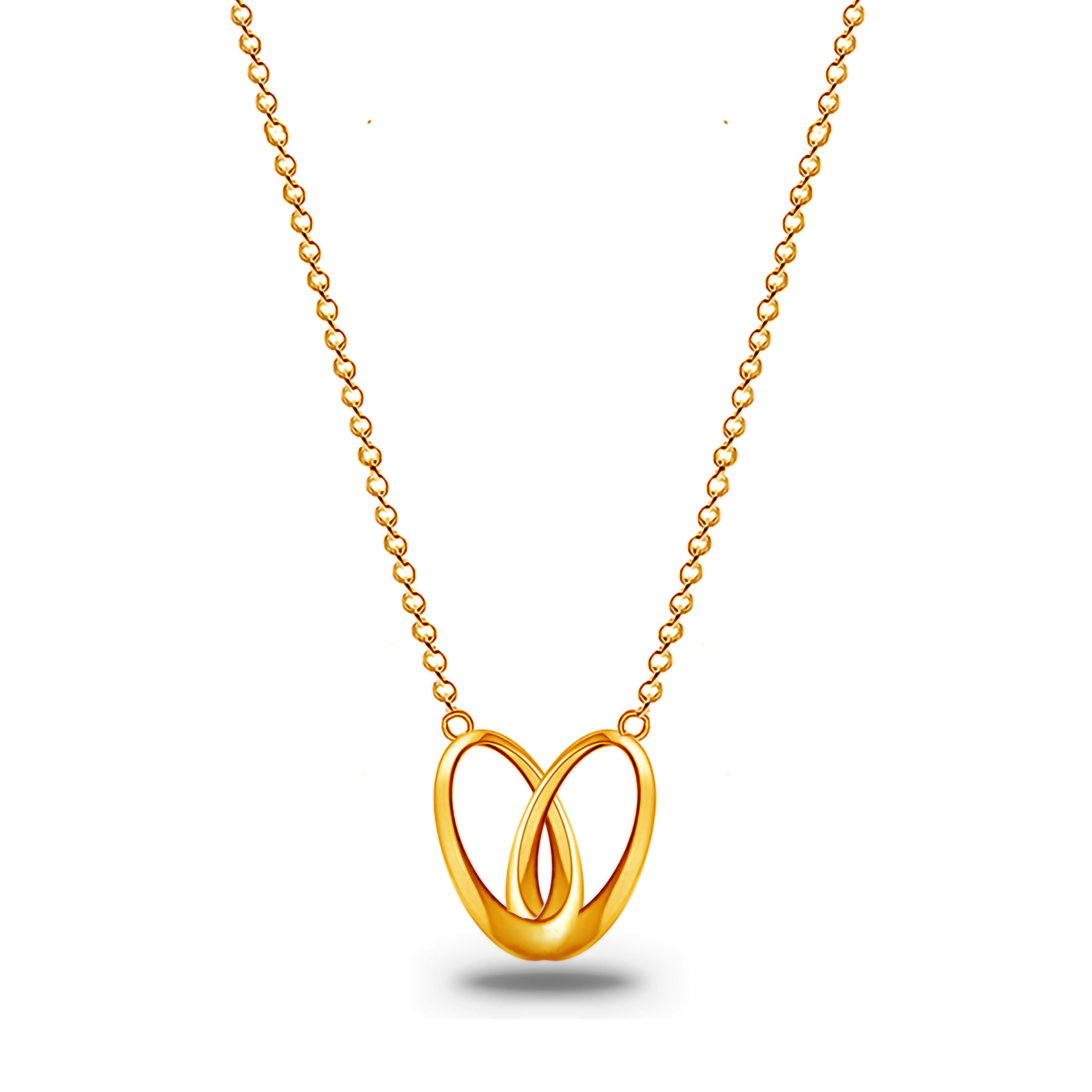Emma Manor 18k Gold Plated  Double Ring Love Heart Pendant Necklace for Women