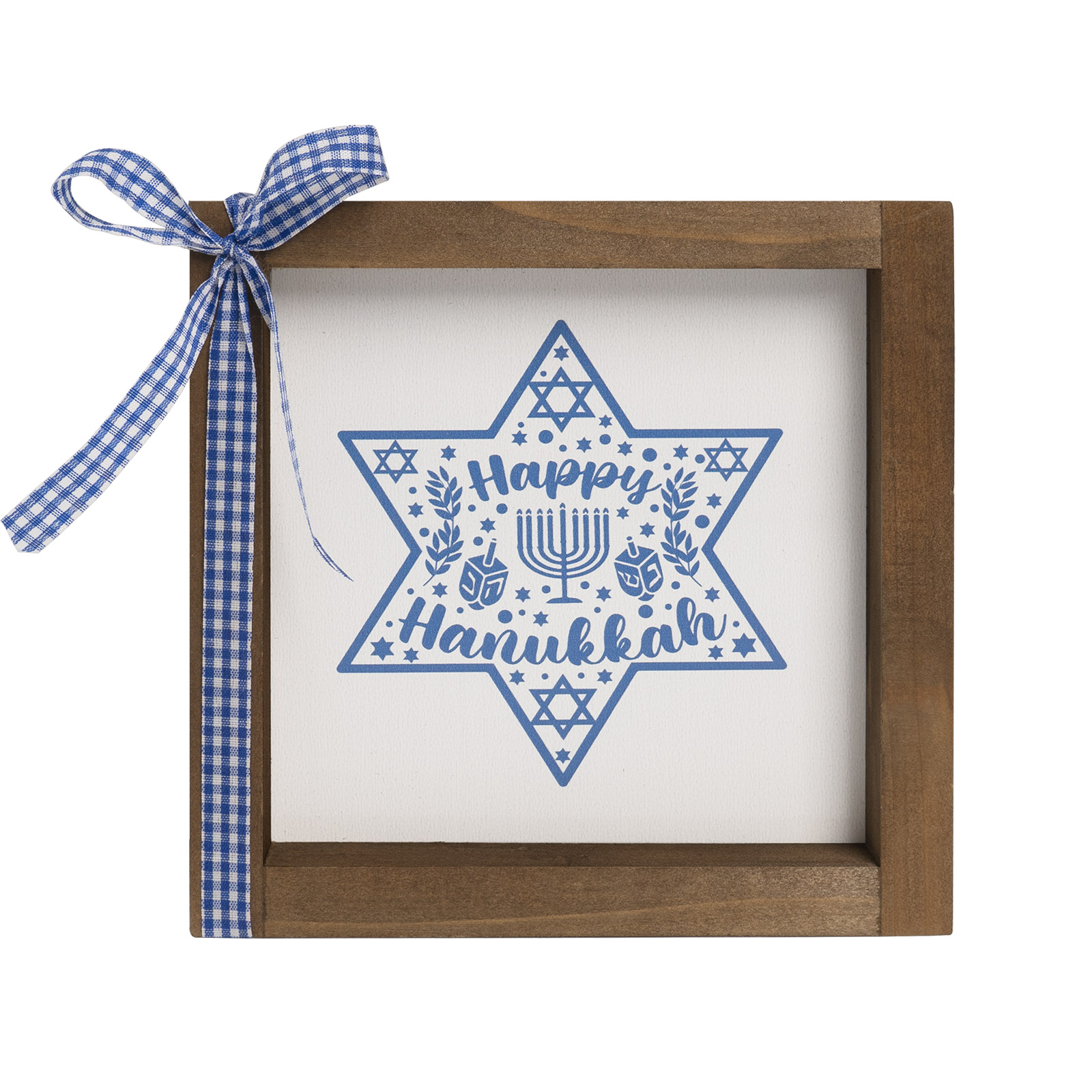 Happy Hanukkah Sign, Hanukkah Decorations for Home, Wooden Chanukah Wall Decor, Star of David Tiered Tray Desk Shelf Decor