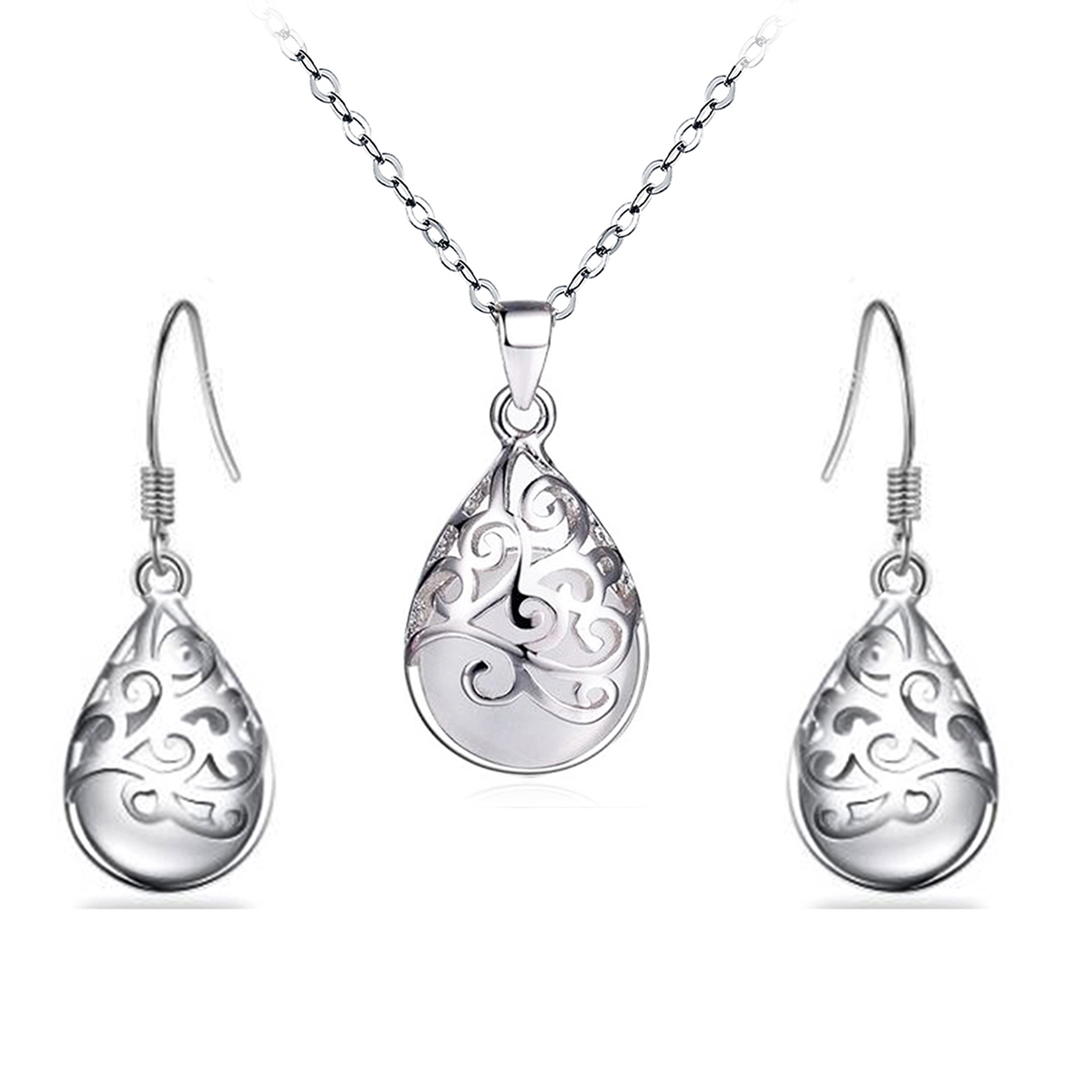 Emma Manor 14k White Gold Plated Created Moonstone Life Tree Jewelry Set