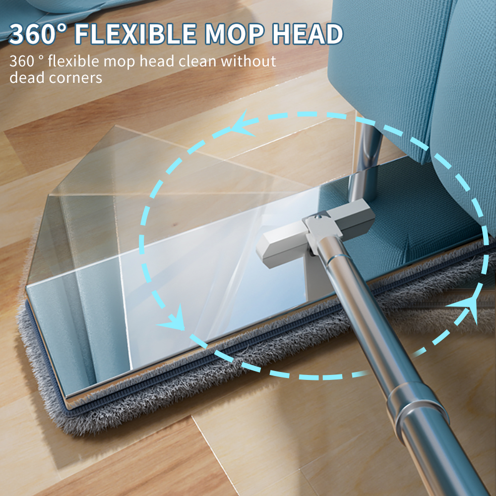 Separates Dirty Water Mop, Flat Mop and Bucket for Home with 4 Extra Refills, Stainless Steel Mop and Bucket with Wringer