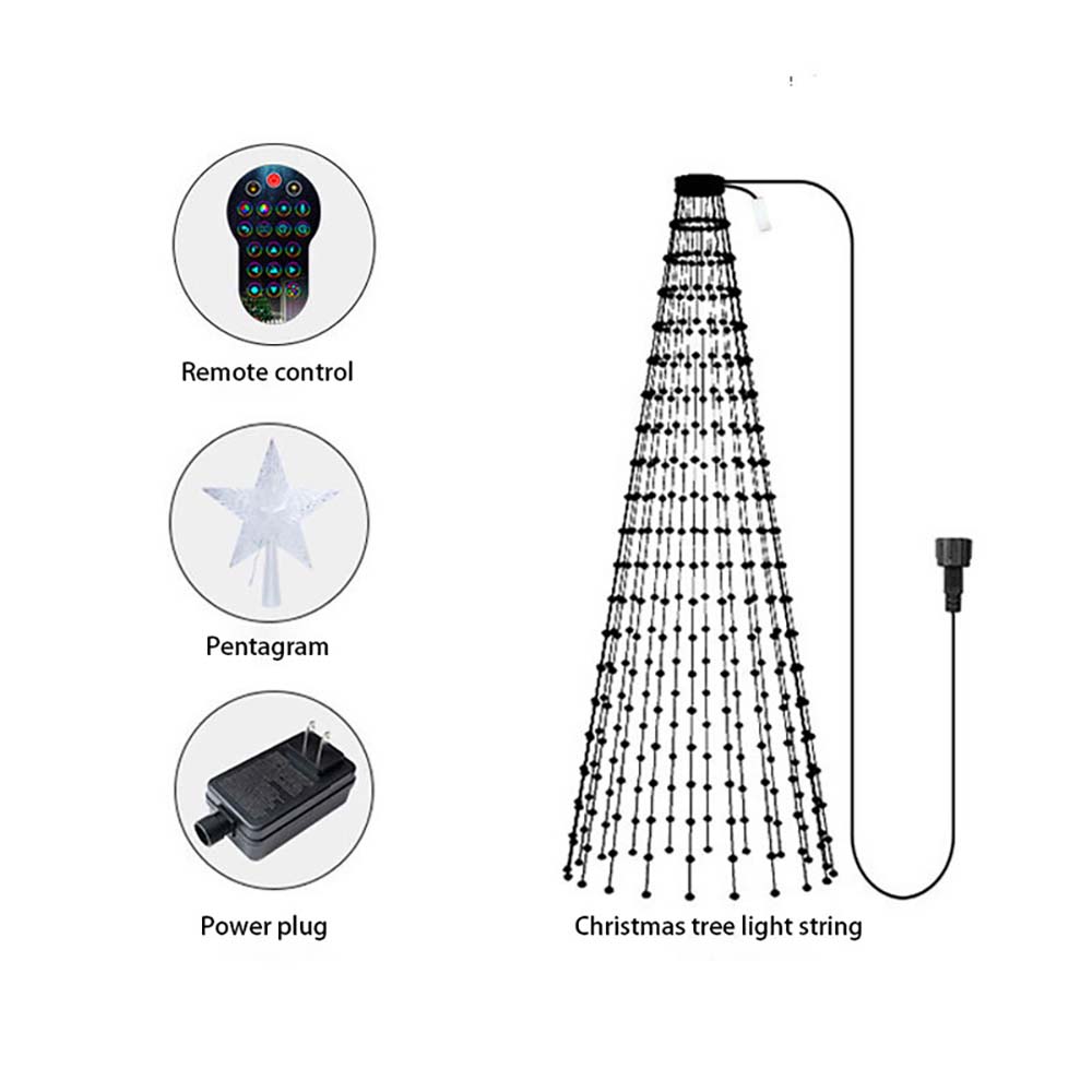 5Ft Smart Christmas Tree Lights - 400 LEDs with Remote & App Control - Music Sync, 11Modes - Green Wire, Suitable for Artificial Tree - Multicolor & Warm White for Indoor/Outdoor