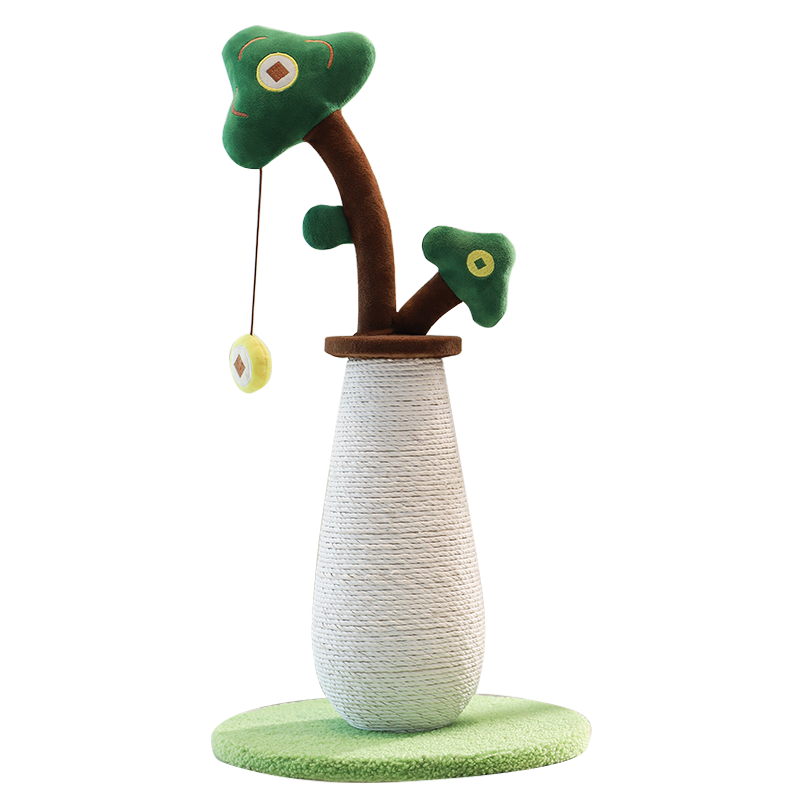 Vertical Money Tree Cat Scratching Pole, Sisal Wear-Resistant Cat Scratching Column, Interactive Ball Track Spring Ball Cat Toy, Durable and Cute Sisal Cat Scratching Pole