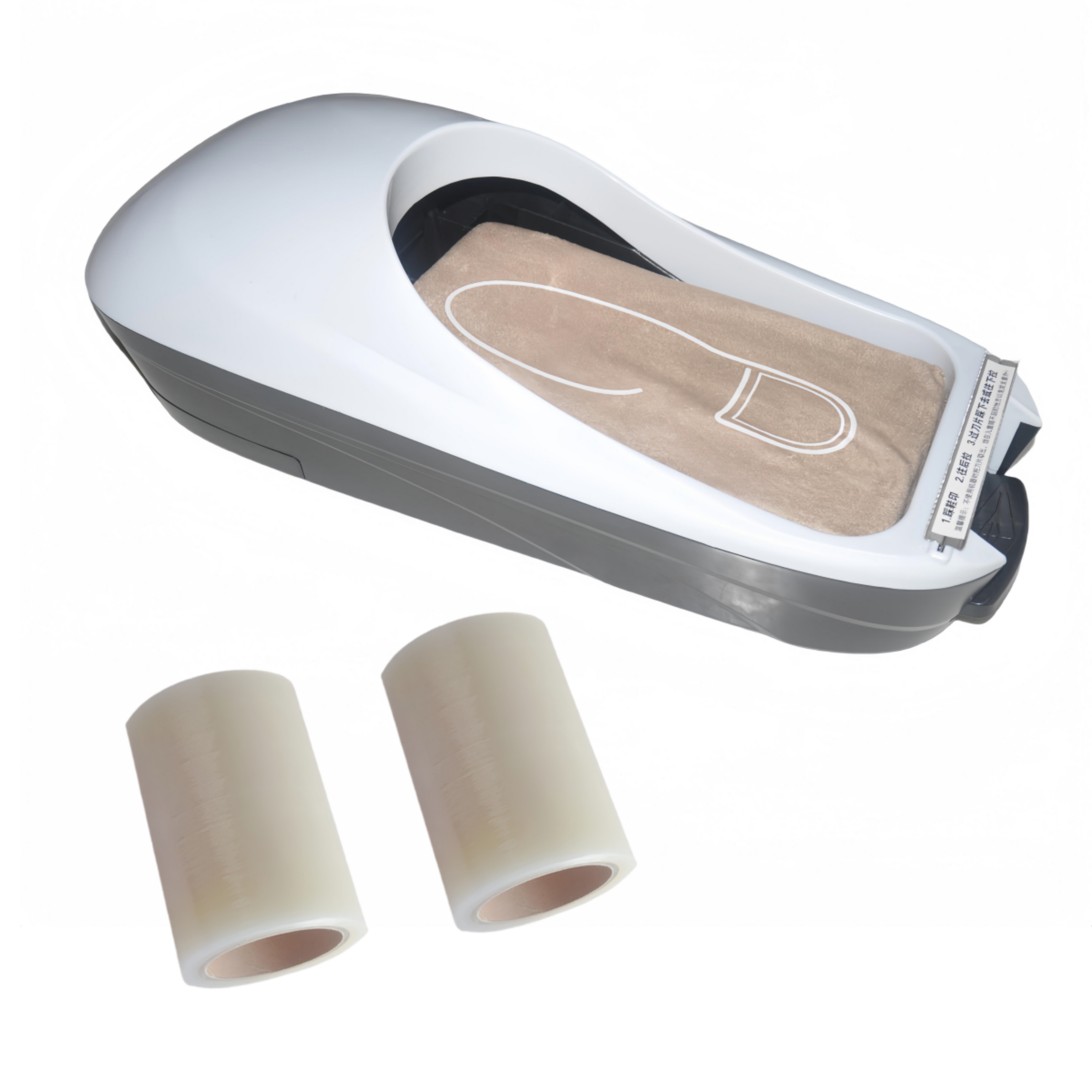 Automatic Shoe Cover dispenser - "Slip-Resistant Shoe Cover Disposable" for safe indoor environments, available in two styles of white and silver, fits all sizes，and two rolls of shoe film, which is more affordable
