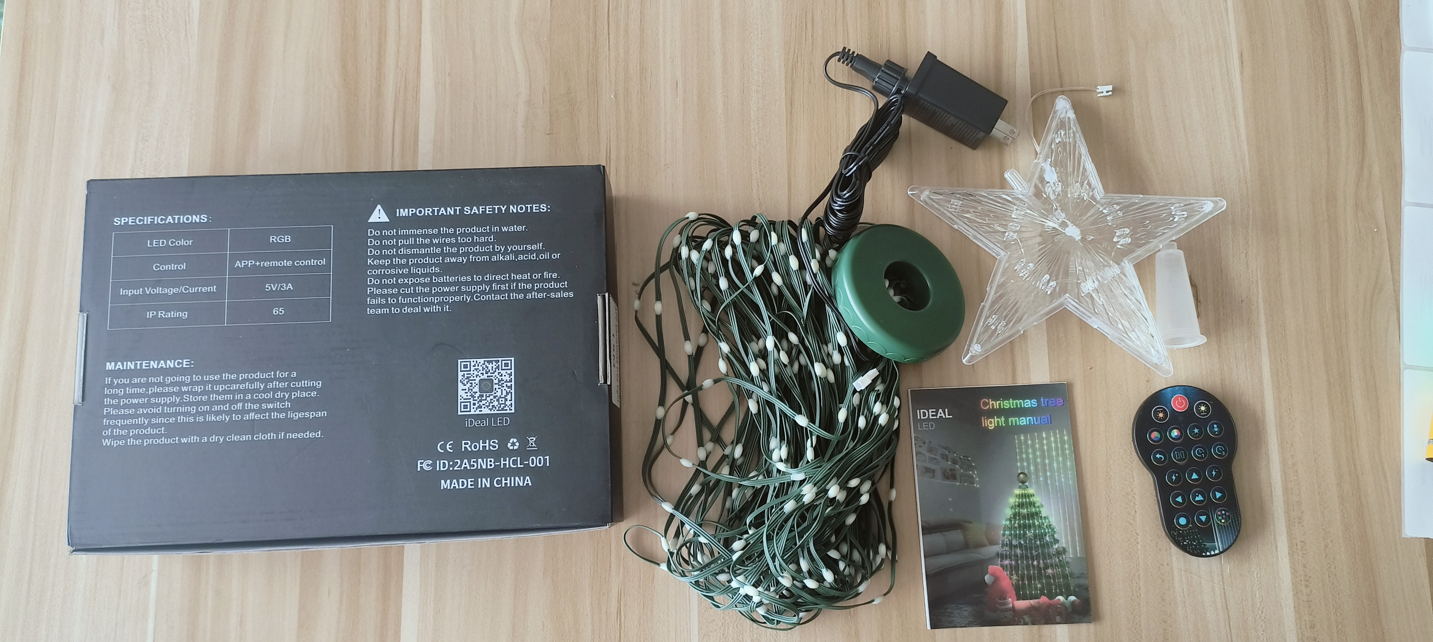 5Ft Smart Christmas Tree Lights - 400 LEDs with Remote & App Control - Music Sync, 11Modes - Green Wire, Suitable for Artificial Tree - Multicolor & Warm White for Indoor/Outdoor