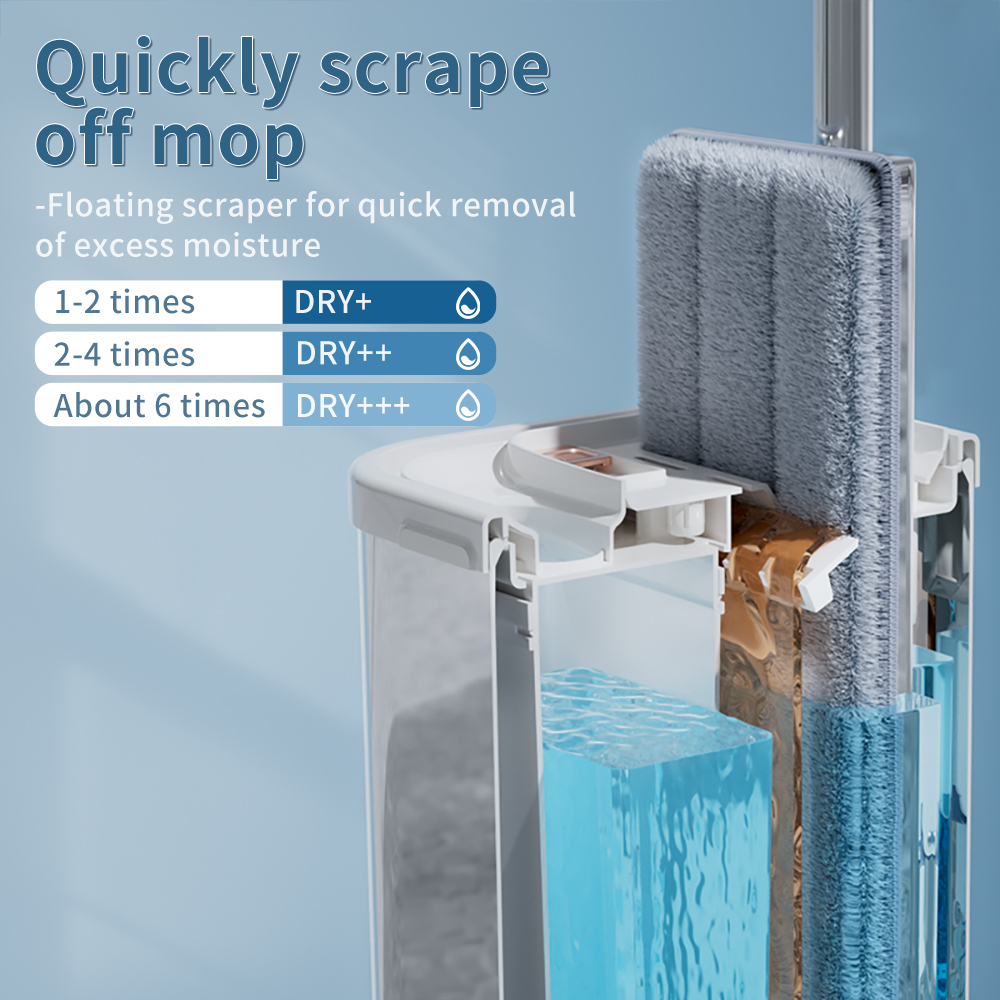 Separates Dirty Water Mop, Flat Mop and Bucket for Home with 4 Extra Refills, Stainless Steel Mop and Bucket with Wringer