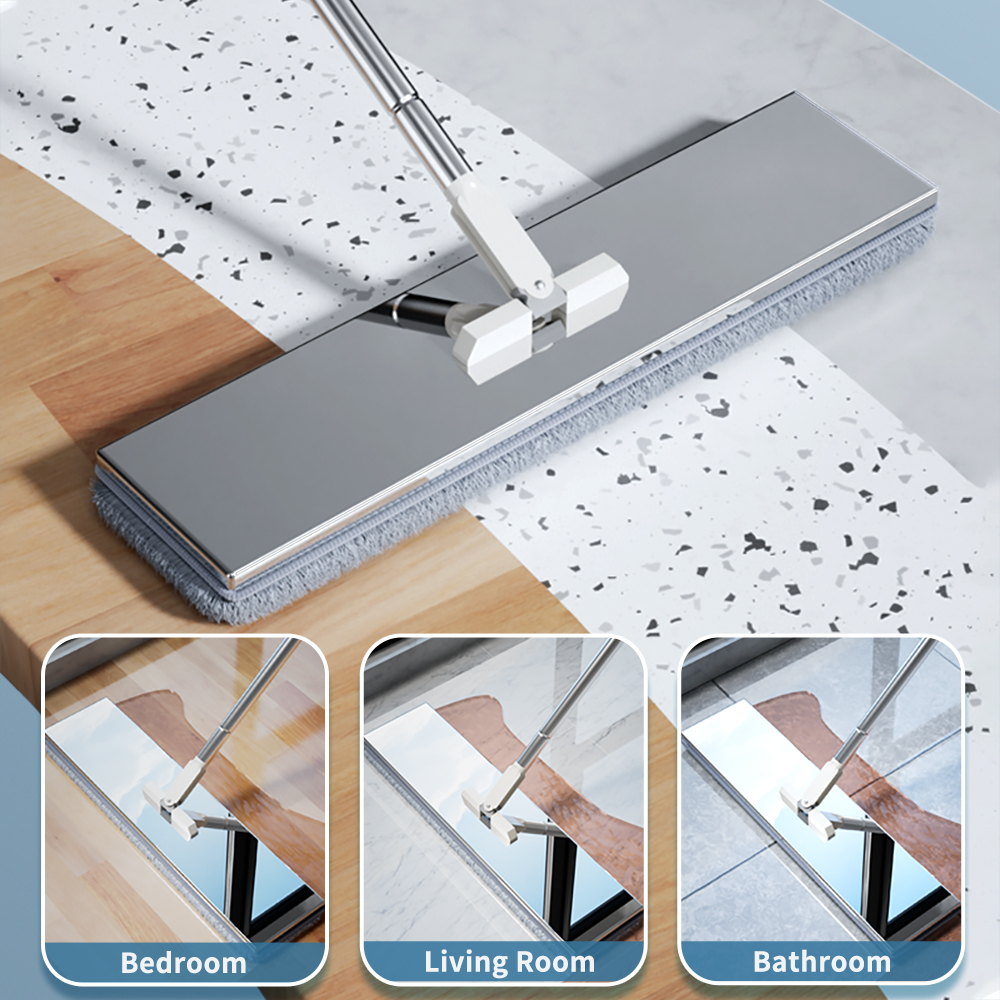 Separates Dirty Water Mop, Flat Mop and Bucket for Home with 4 Extra Refills, Stainless Steel Mop and Bucket with Wringer