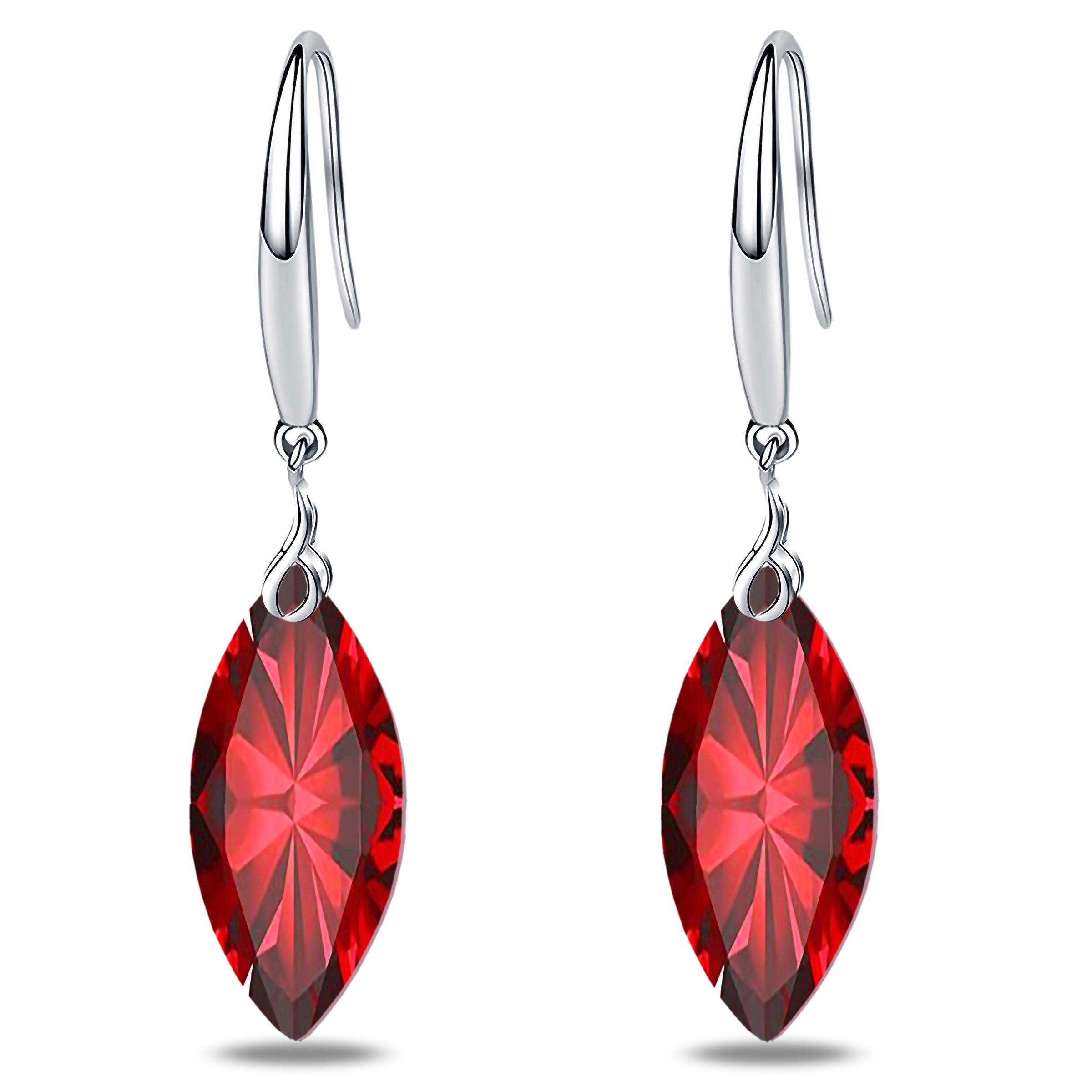 "Emma Manor 925 Sterling Silver Marquise Shape Cubic Zirconia Dangle Earrings for Women "