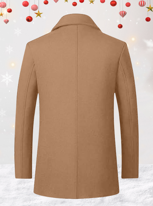 FLY Men’s Double-Breasted Wool Coat – Classic Gray Long Overcoat, Winter Warm Business & Casual Style